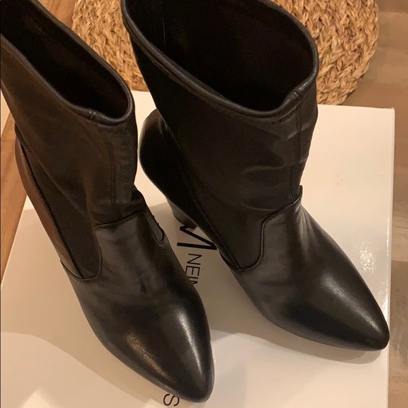 Black Leather Sock Bootie - Picture 4 of 7